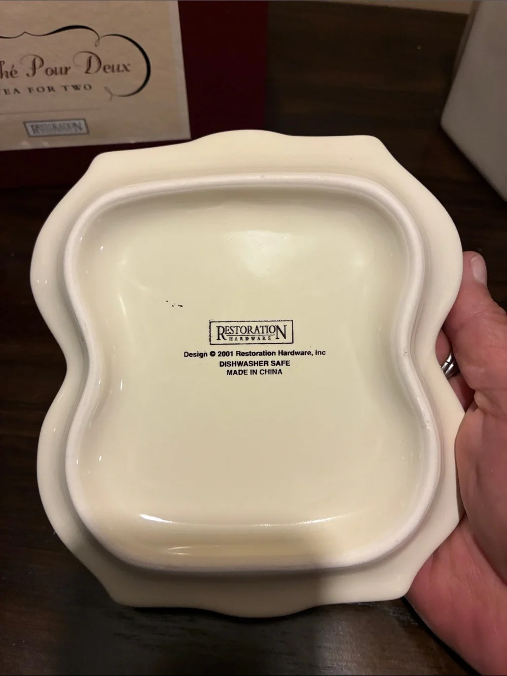Restoration Hardware Cream Stoneware Tea-for-Two Set with Box